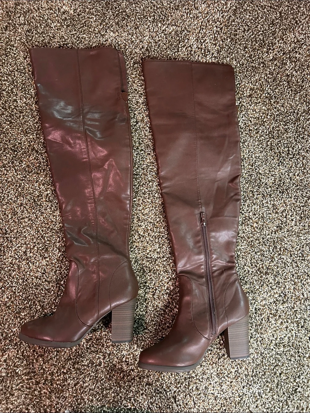 Express Women's Over-the-Knee Block Heel Boots in Brown